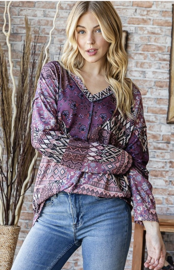 Paisley Dolman Long Sleeve Top - #9886-9891