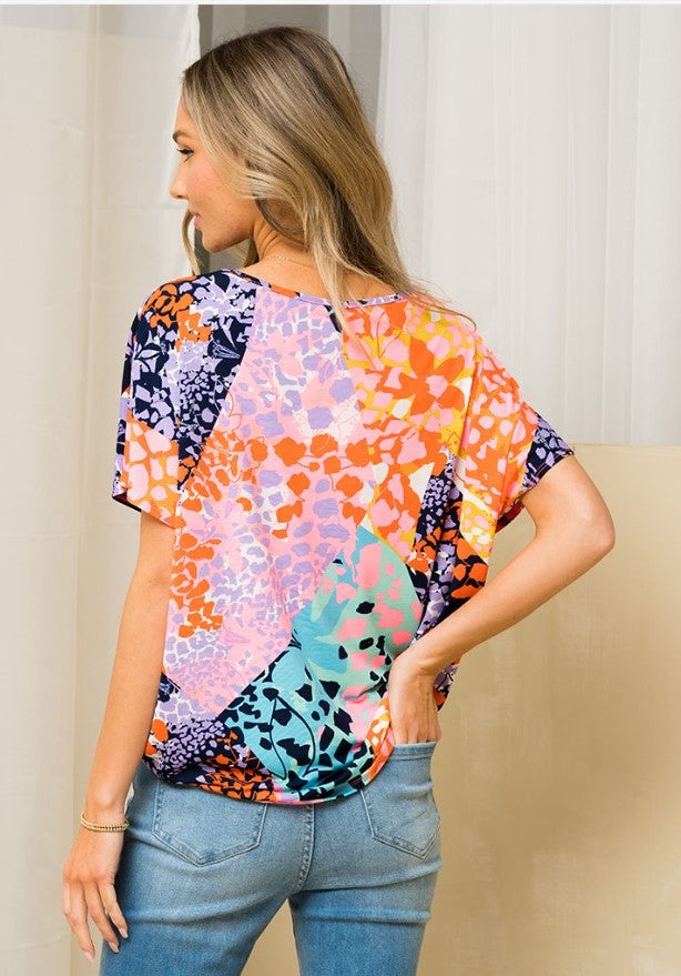 Vibrant Animal Print V-Neck Top - #6786-6791