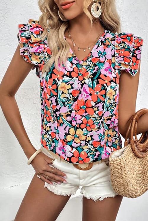 Multicolor Floral w/Ruffle Sleeves - #7112-7115