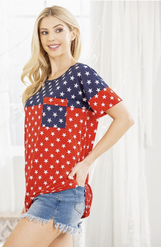 Navy & Red Top with White Stars - #9686-9691