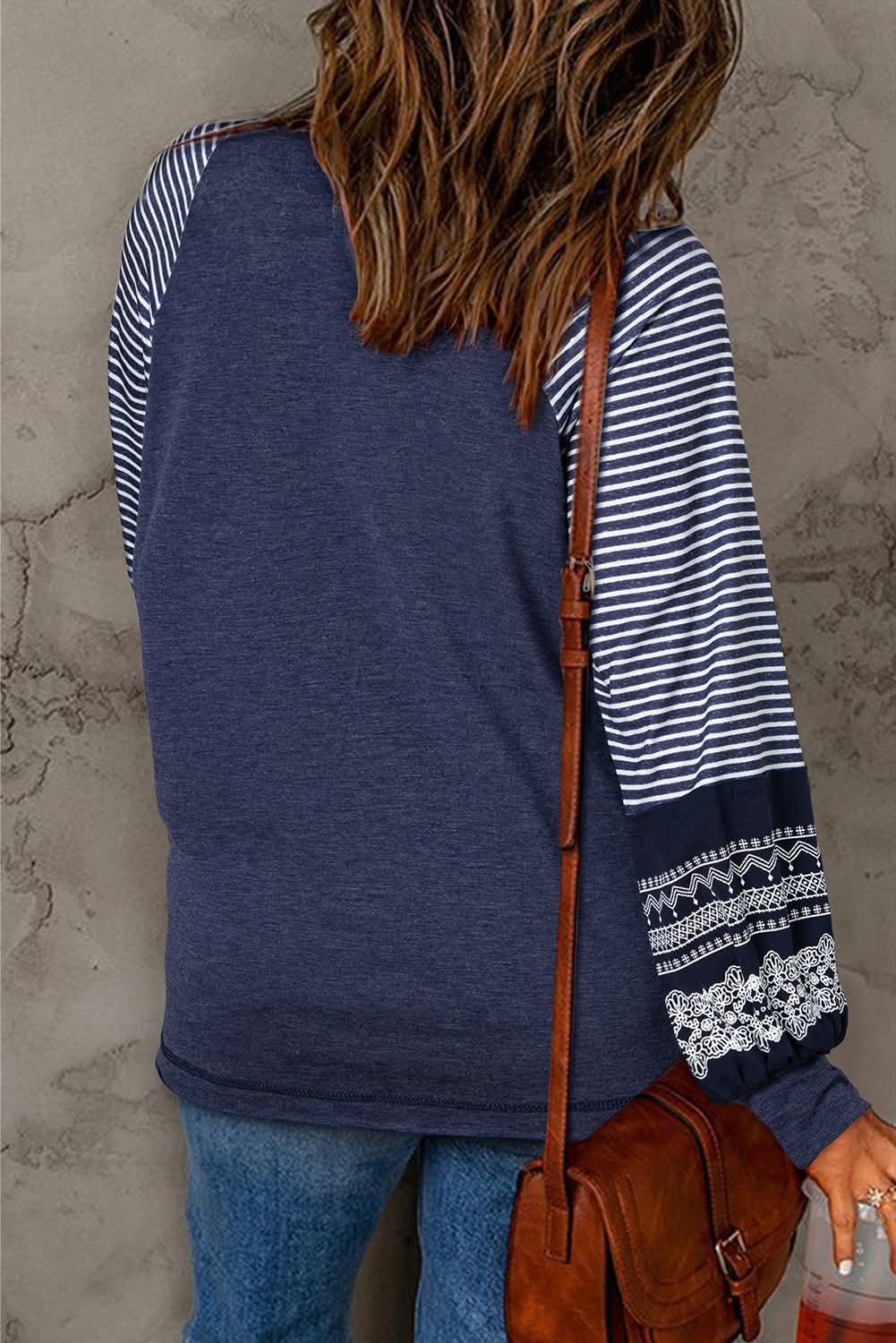 Navy Contrast Striped Raglan - #10251-10254