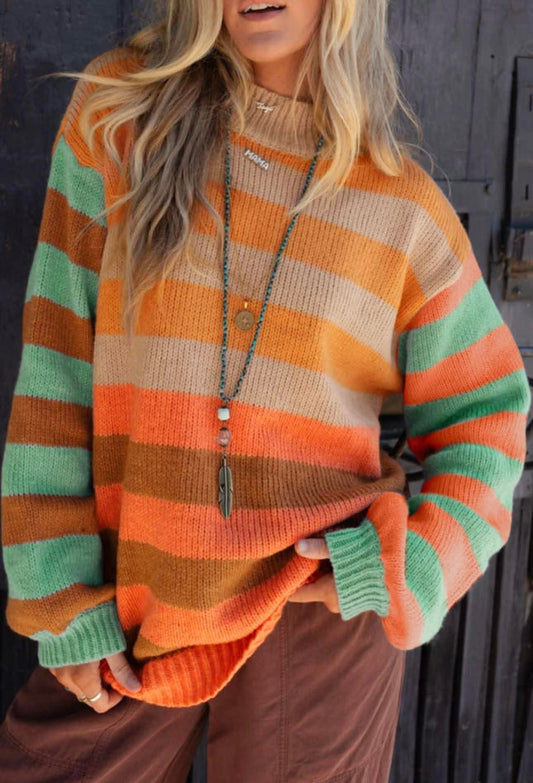 Orange-Green-Brown Sweater - #10353-10356