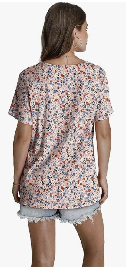 Pink Floral Trendy Tunic Top - #9287-9292