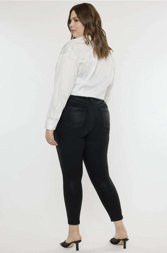 Kancan Plus Black Coated Denim Capri Jean - #9855-9858