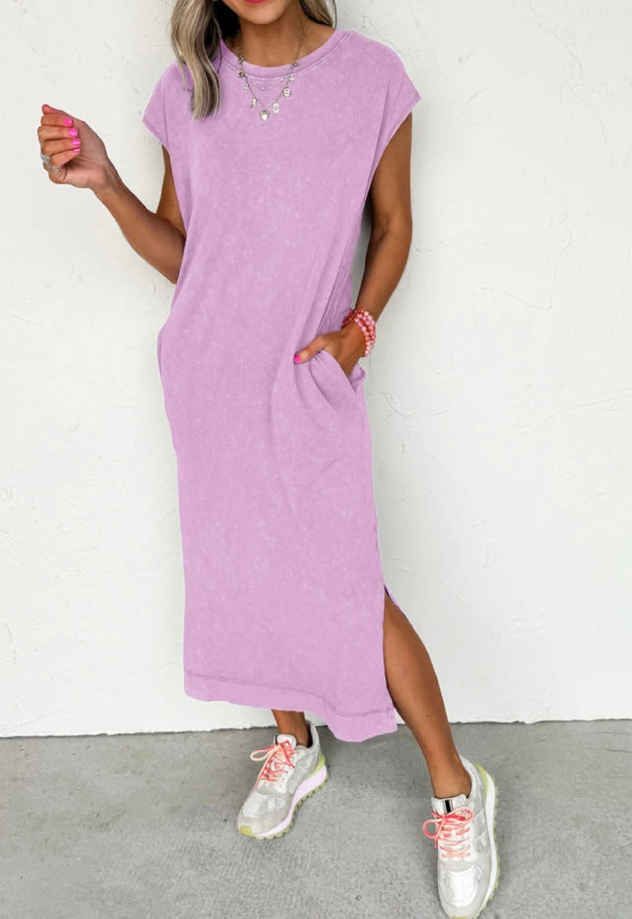 Purple Maxi Dress w/Side Slit - #10019-10022