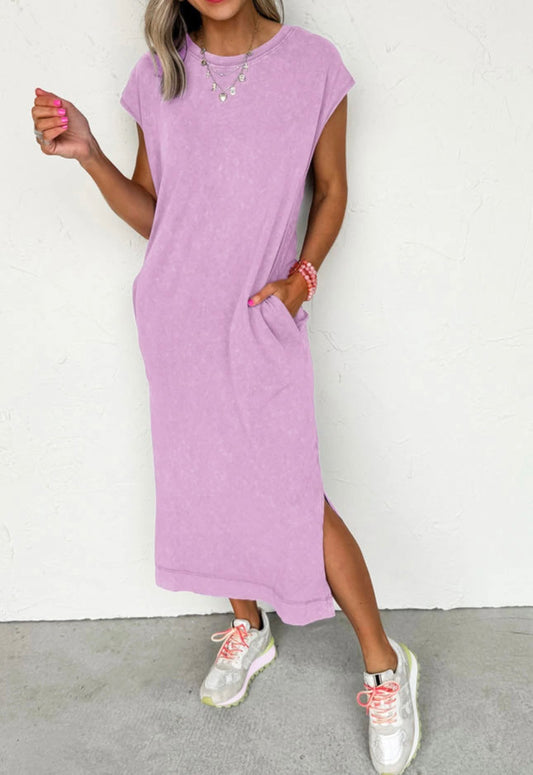 Purple Maxi Dress w/Side Slit - #10019-10022