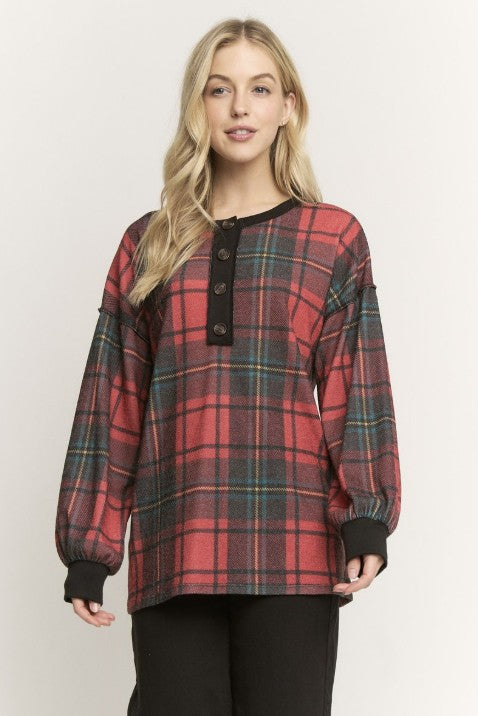 Red Multi Plaid Top - #10686-10691