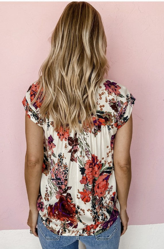 Red Floral Print Top - #9827-9830