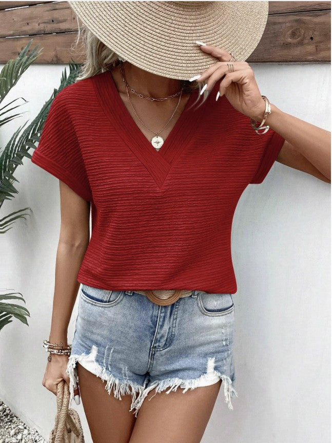 Red Siren V-Neck Top - #9572-9575