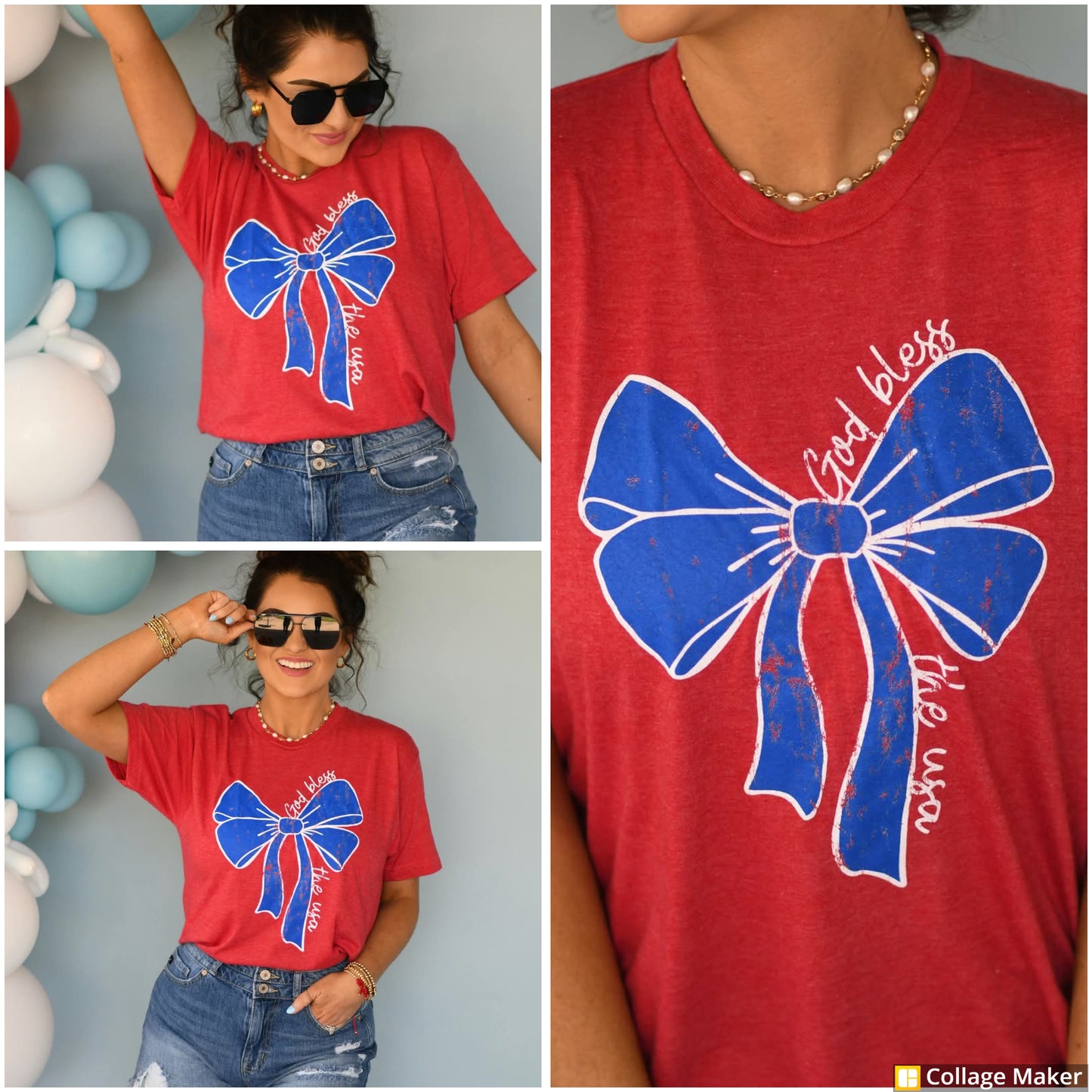 God Bless the USA Bow Tee - #9495-9500