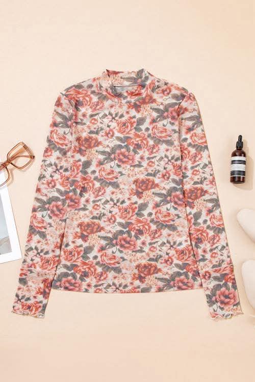 Retro Floral Mesh Top - #10927-10932