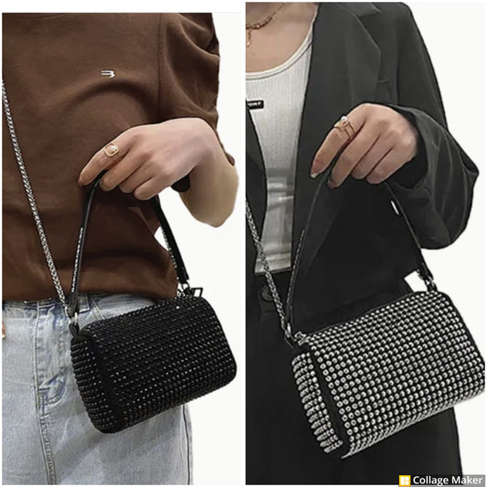 Rhinestone Crossbody (Black & Silver)- #8716-8717