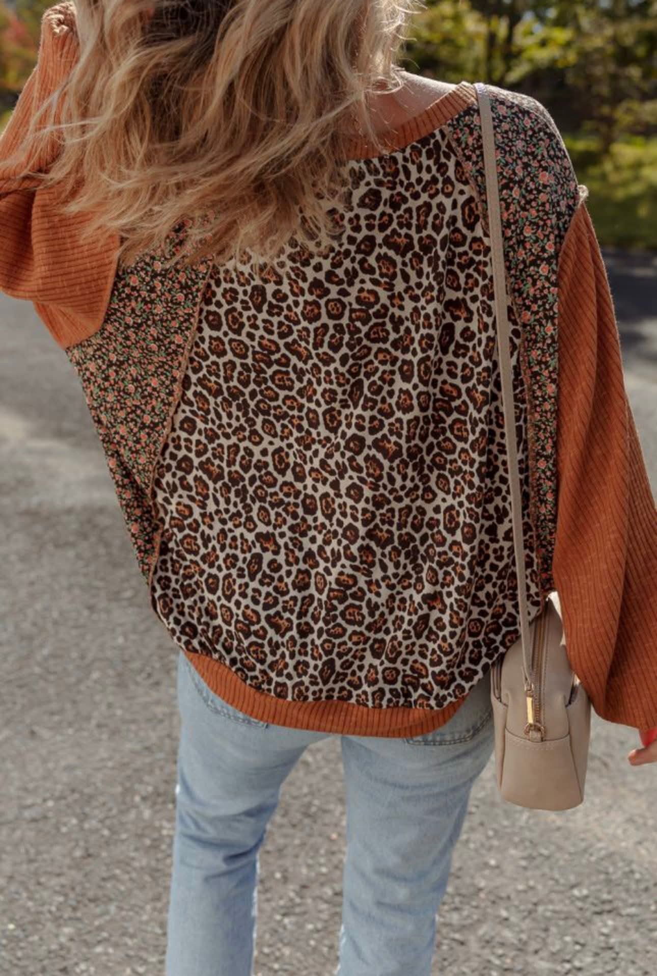 Rust Cheetah/Floral Sweater Top - #10119-10122