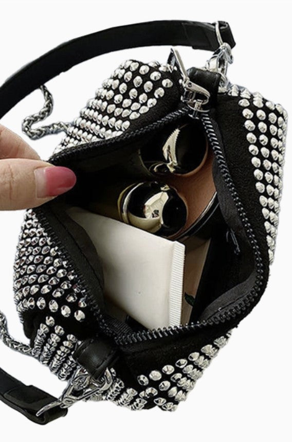 Rhinestone Crossbody (Black & Silver)- #8716-8717