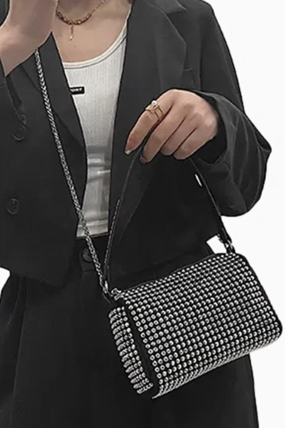 Rhinestone Crossbody (Black & Silver)- #8716-8717
