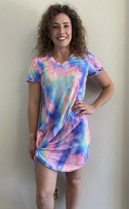 Tie Dye Midi Dress w/Knot - #7436-7439