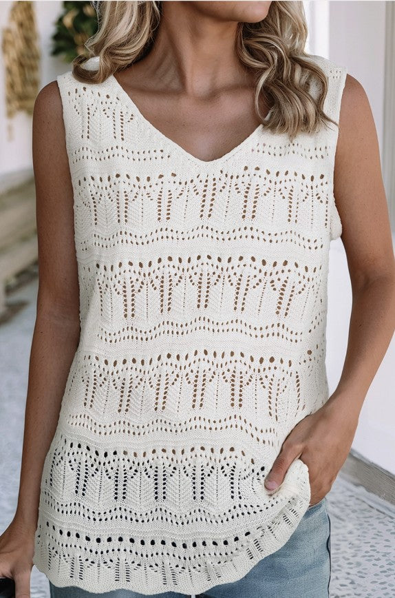 White Textured Sweater Tank - #9336-9340
