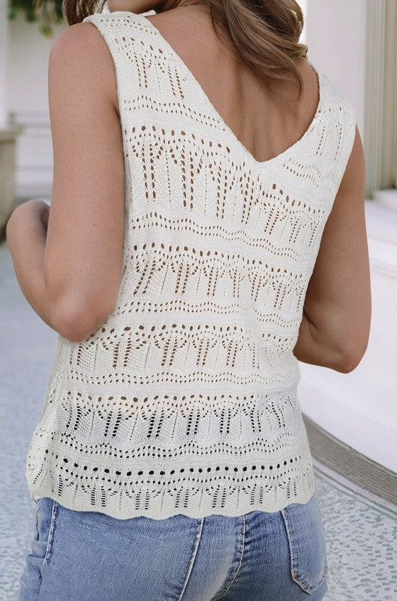 White Textured Sweater Tank - #9336-9340