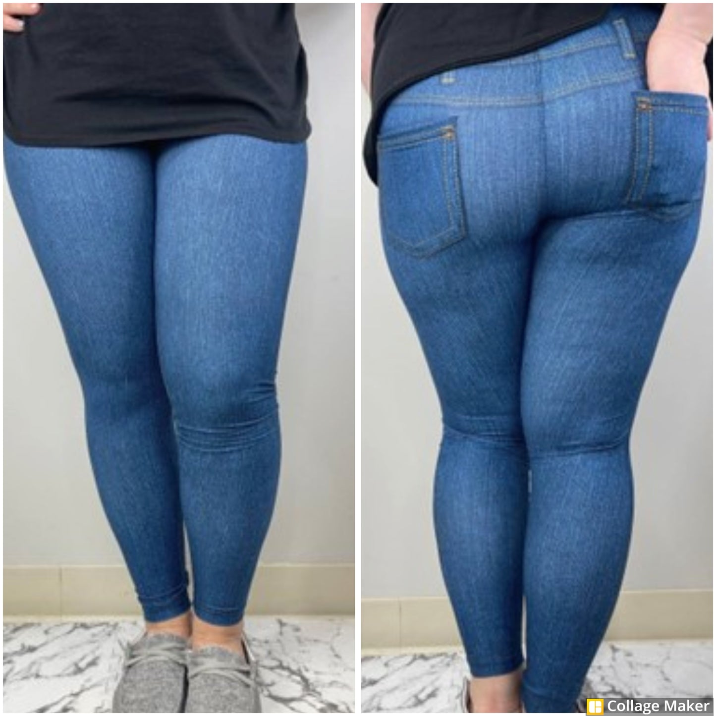 Denim Look Leggings w/Back Pockets - #3259-3261