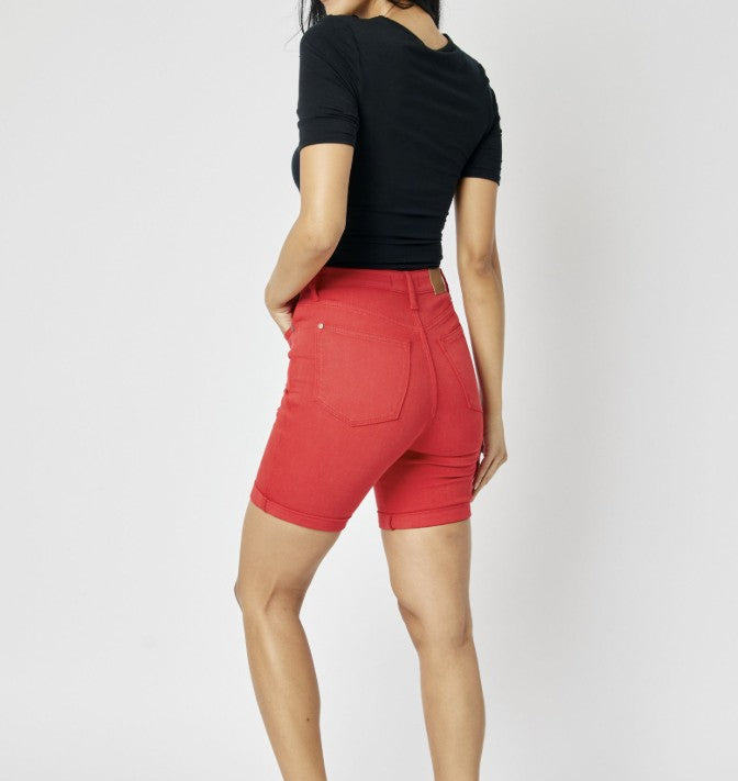 Judy Blue Americana Red Denim Shorts - #9360-9367