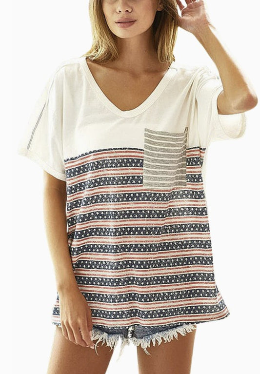 American Flag Print Top - #9018-9021