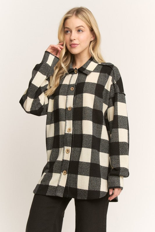 Black & Cream Plaid Shacket - #10754-10759