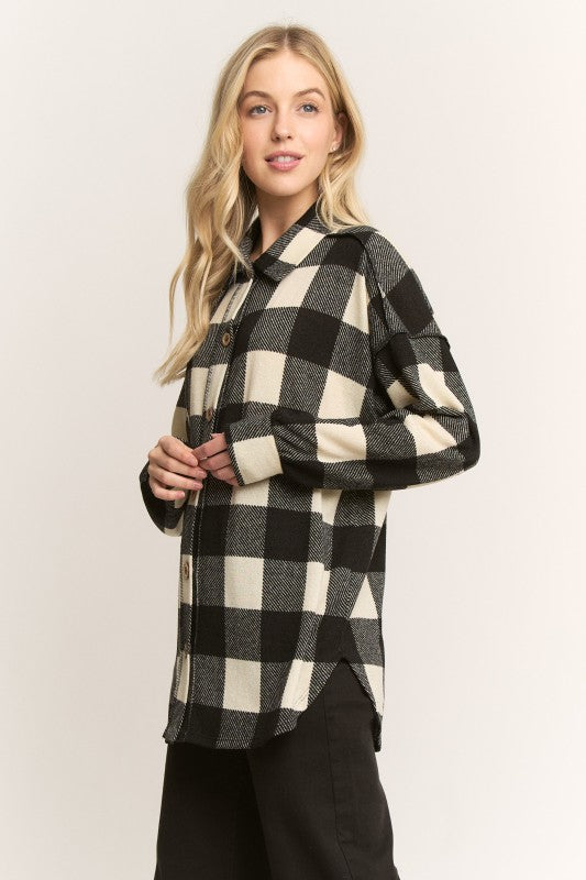 Black & Cream Plaid Shacket - #10754-10759