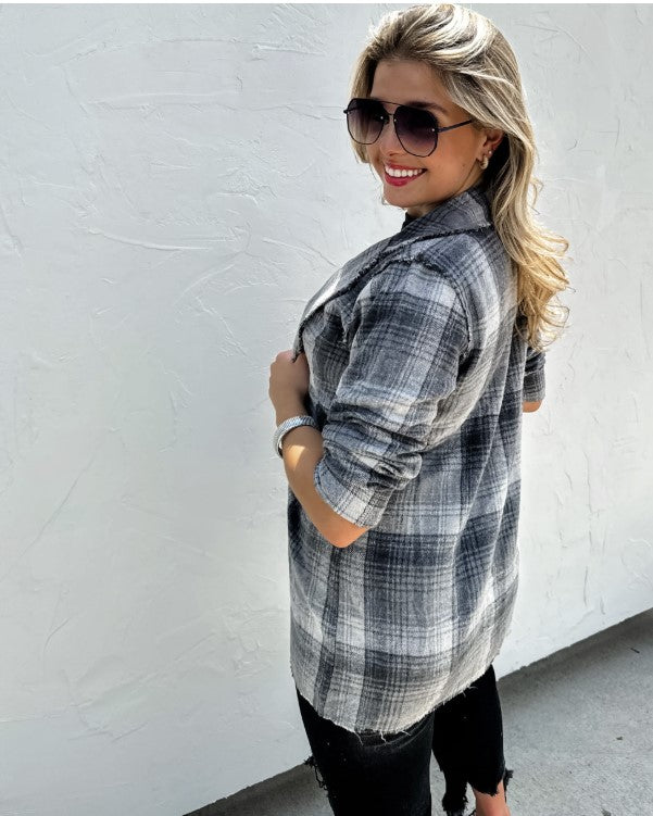 Pull It Together Black Plaid Blazer - #8698-8702