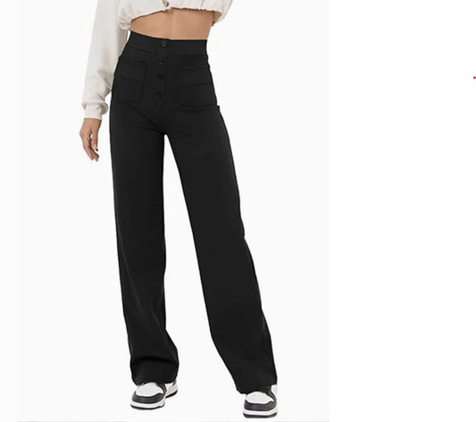 Black Loose Straight Leg Pants - #9168-9172