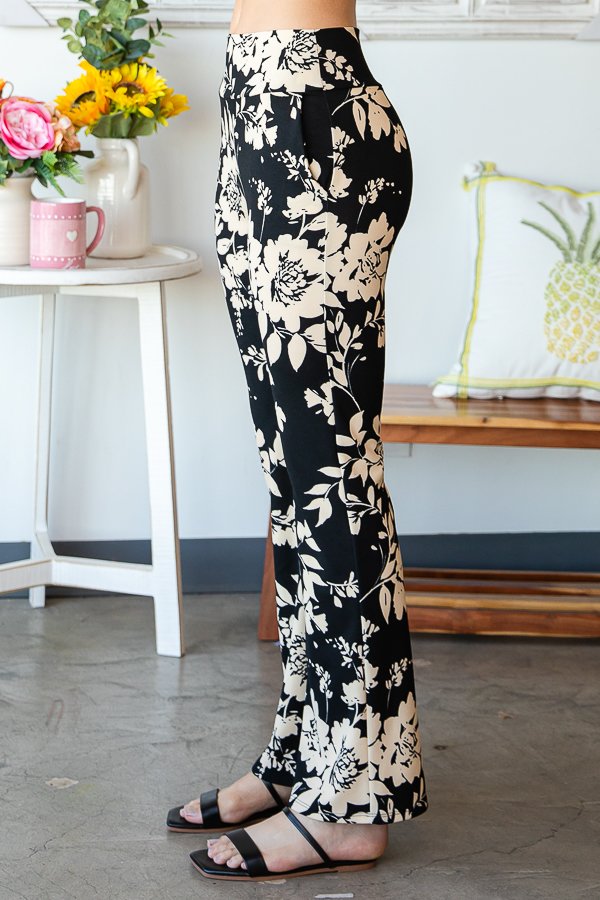 Black/Taupe Floral Pants - #4363-4368
