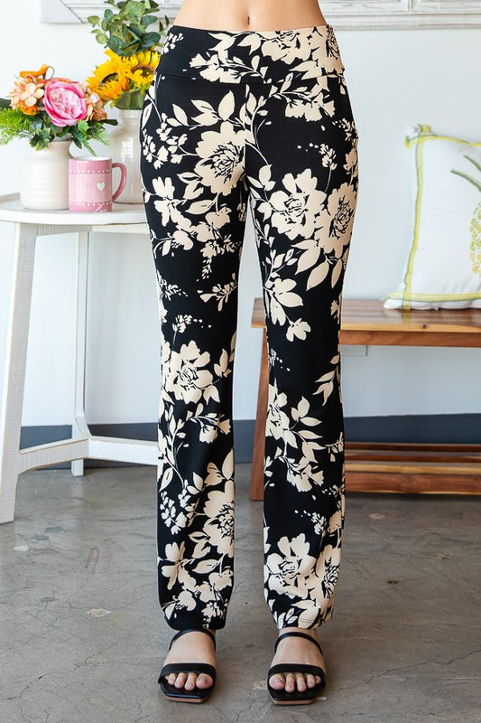 Black/Taupe Floral Pants - #4363-4368