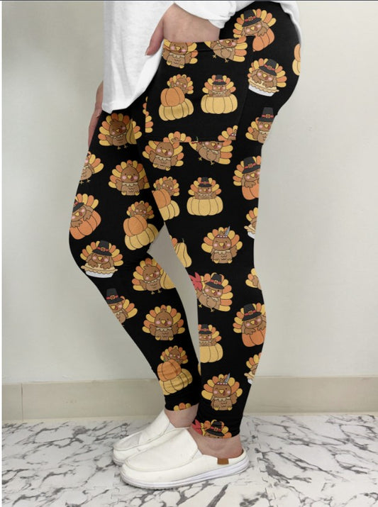 Black Turkey Leggings w/Pockets - #8222-8224
