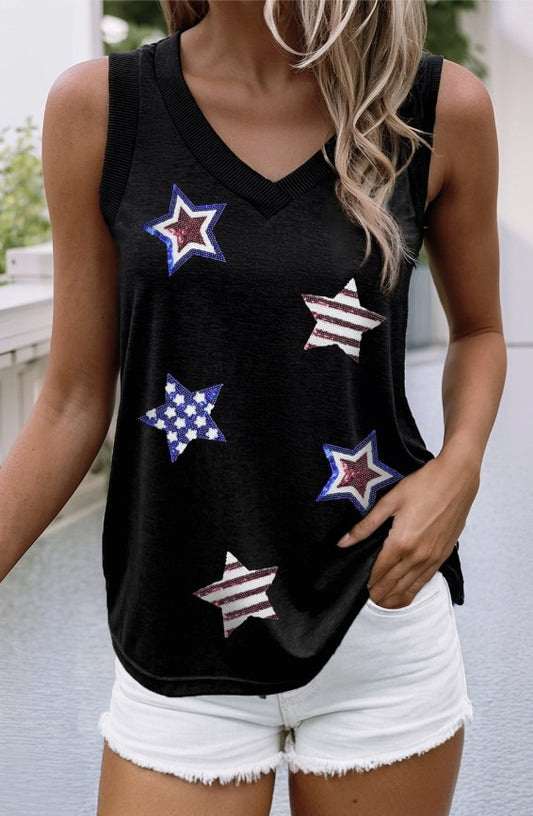 Black Tank w/Sequin Stars - #9600-9603