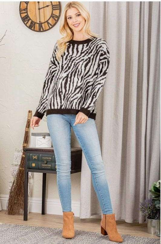 Zebra Print Sweater - #6285-6290