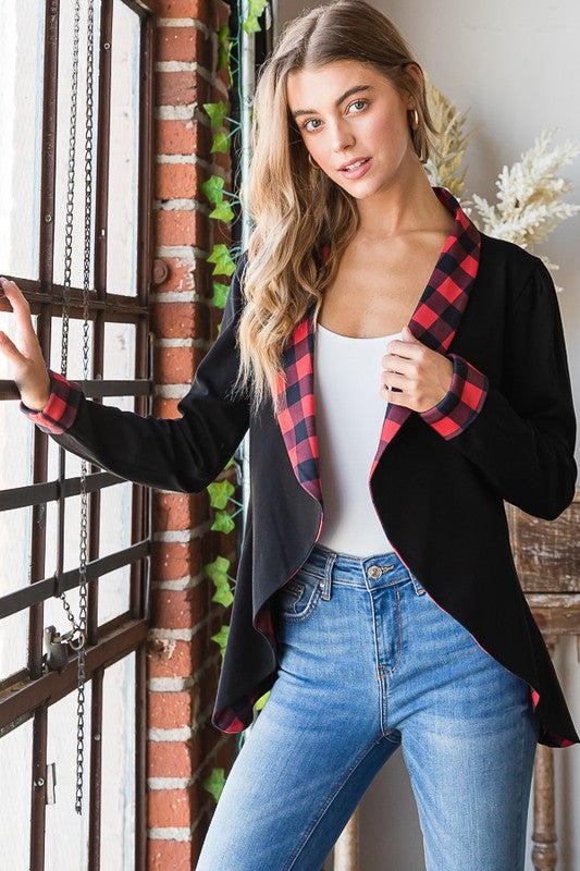 Black & Red Plaid Blazer - #10748-10753