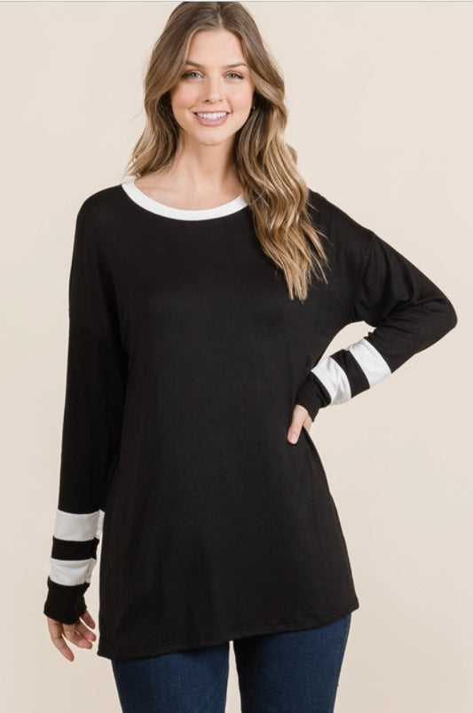Black & White Long Sleeve Top  - #5241-5246