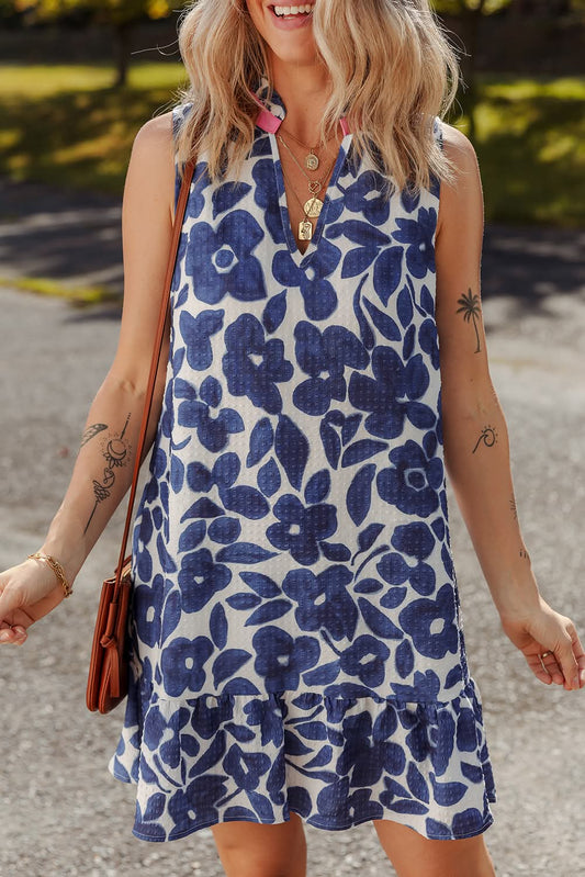 Blue Floral Tank Dress - #9619-9622