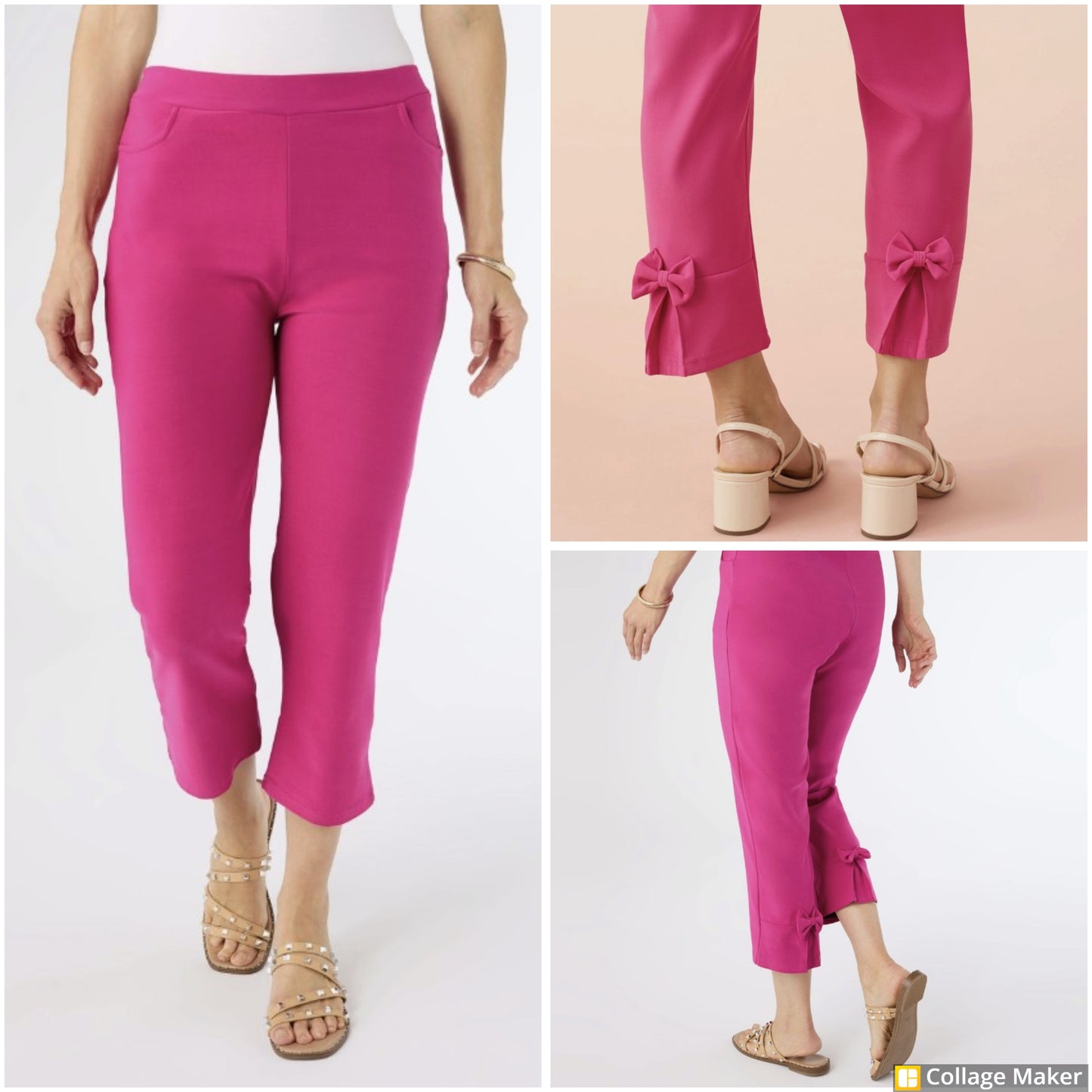 Bright Rose Capri Pants w/Back Bows _#9505-9507