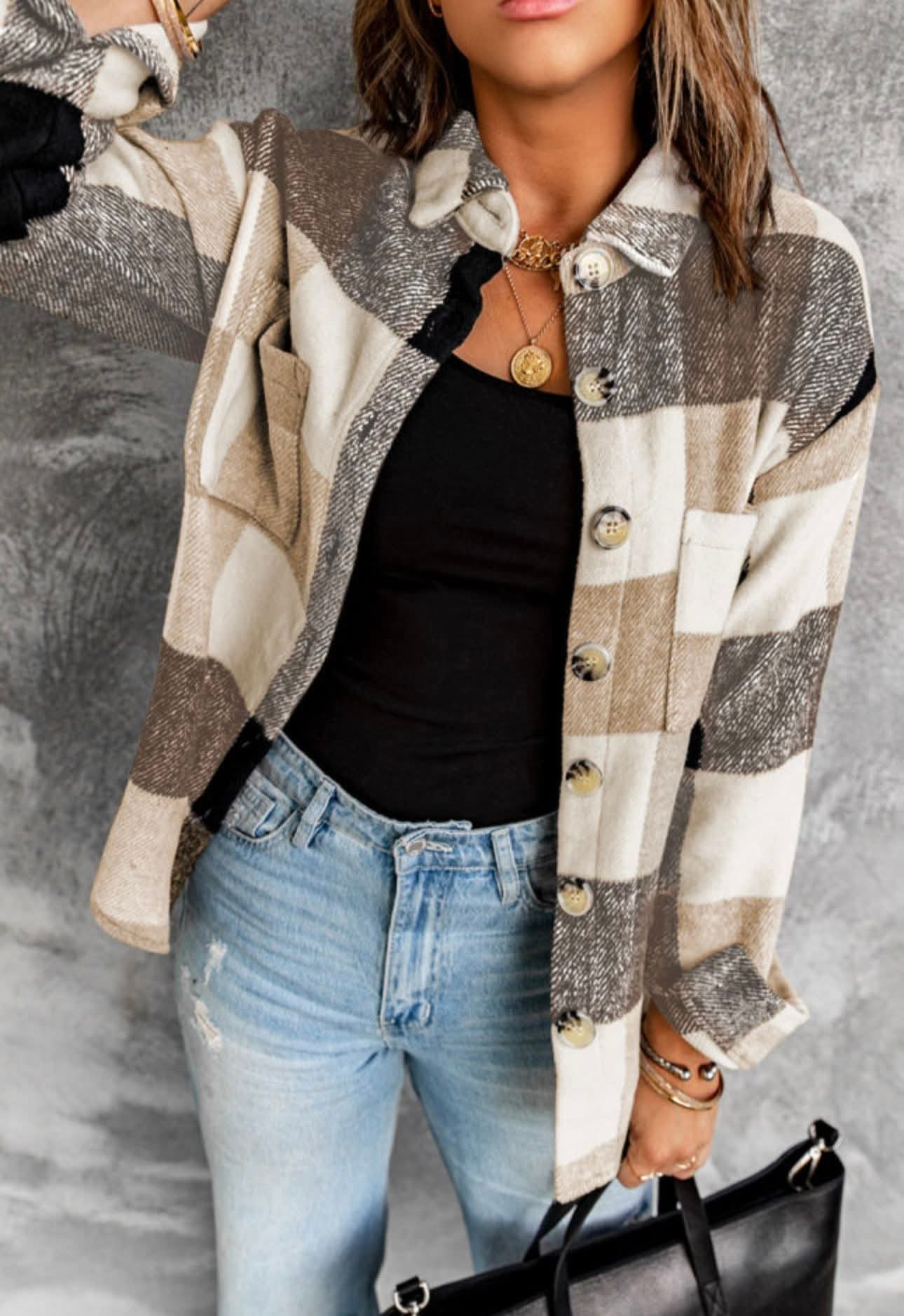 Brown Flannel Shacket - #10011-10014