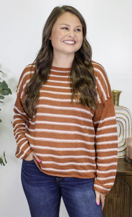 Brown Striped Sweater - #8087-8089-8255