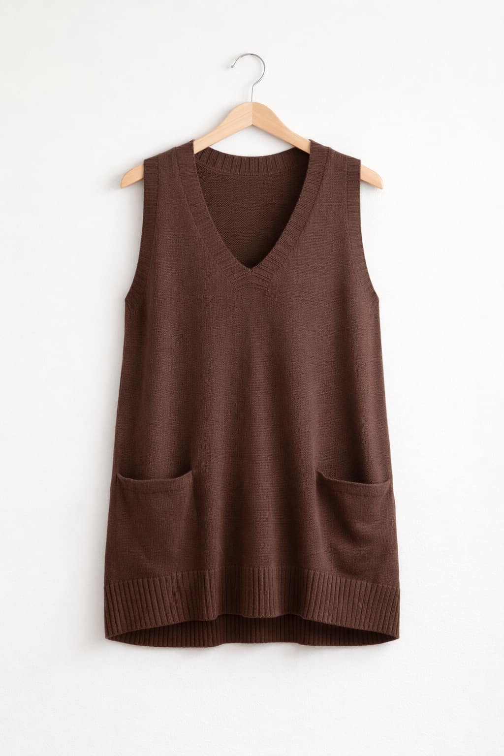 Brown Ribbed Sweater Vest (oversized) - #10955-10958