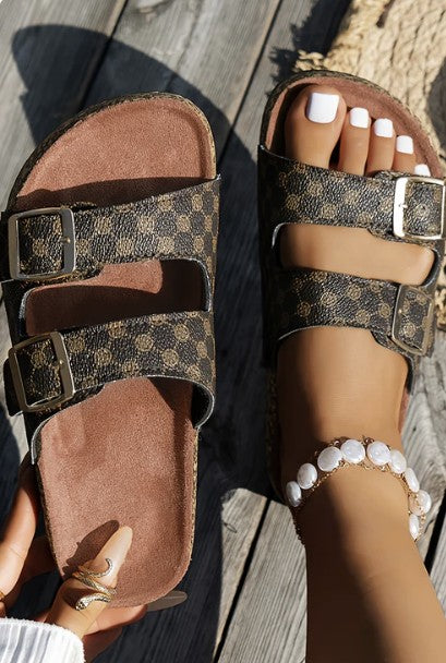Brown Checkered Sandal - #9520-9252