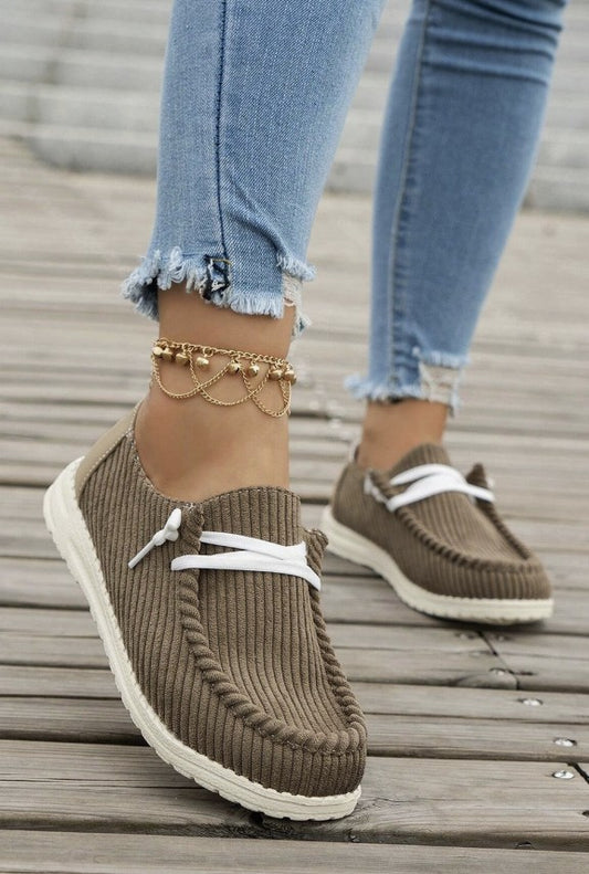 Coffee Ribbed Slip-On Shoe - #10547-10553