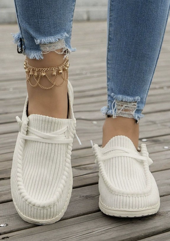 Cream Ribbed Slip-On Shoe - #10558-10564