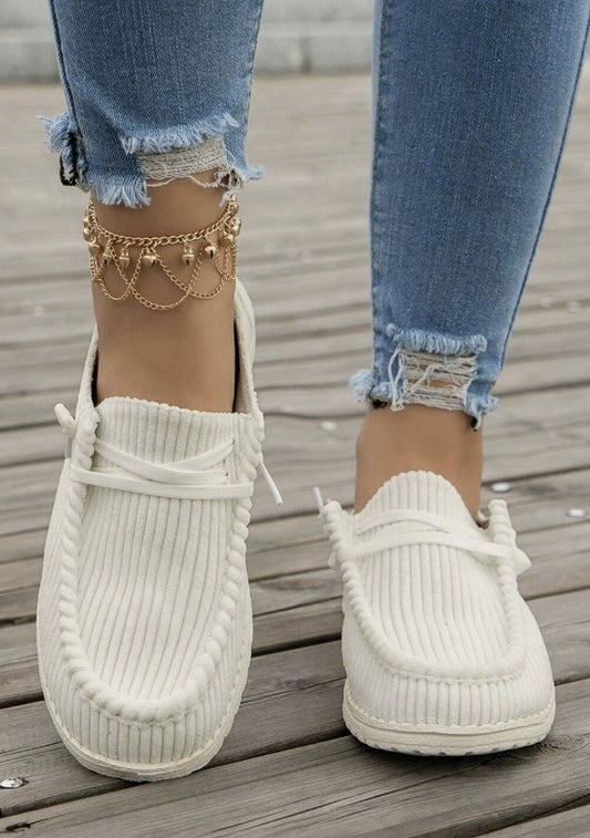 Cream Ribbed Slip-On Shoe - #10558-10564