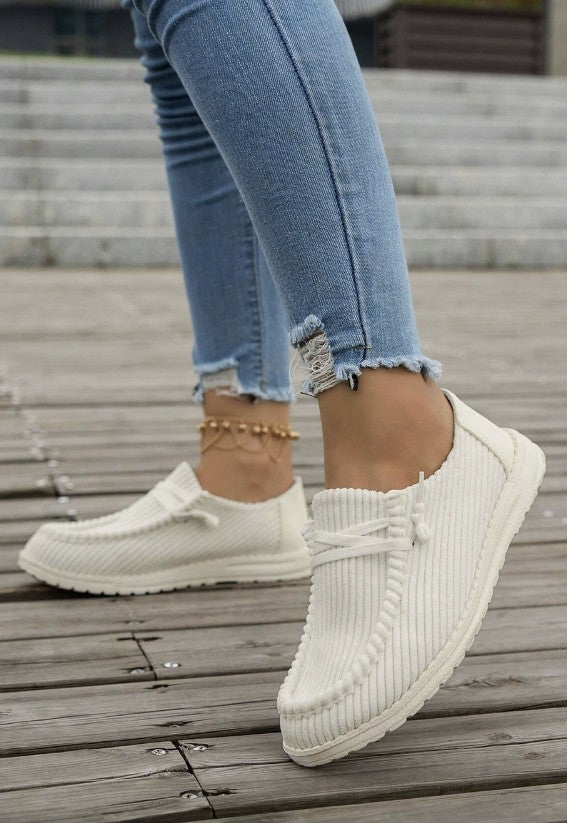 Cream Ribbed Slip-On Shoe - #10558-10564
