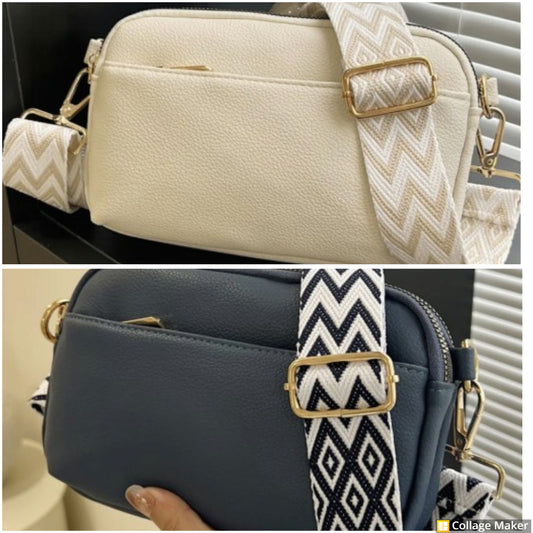 Boho Strap Crossbody Bag (Blue-Beige) - #9299-9300