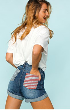 Denim Shorts with Stars & Stripes Pockets - #4242-4247