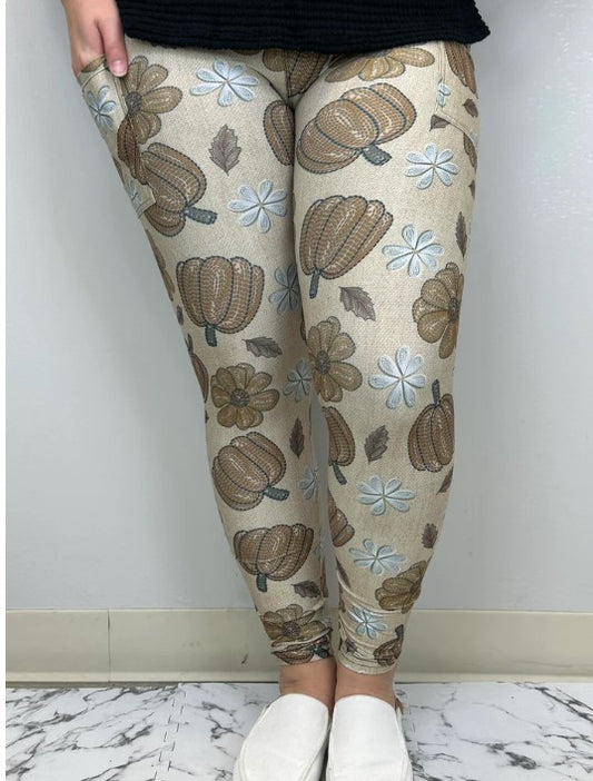 Fall Pumpkin Leggings w/Pockets - #5269-5270