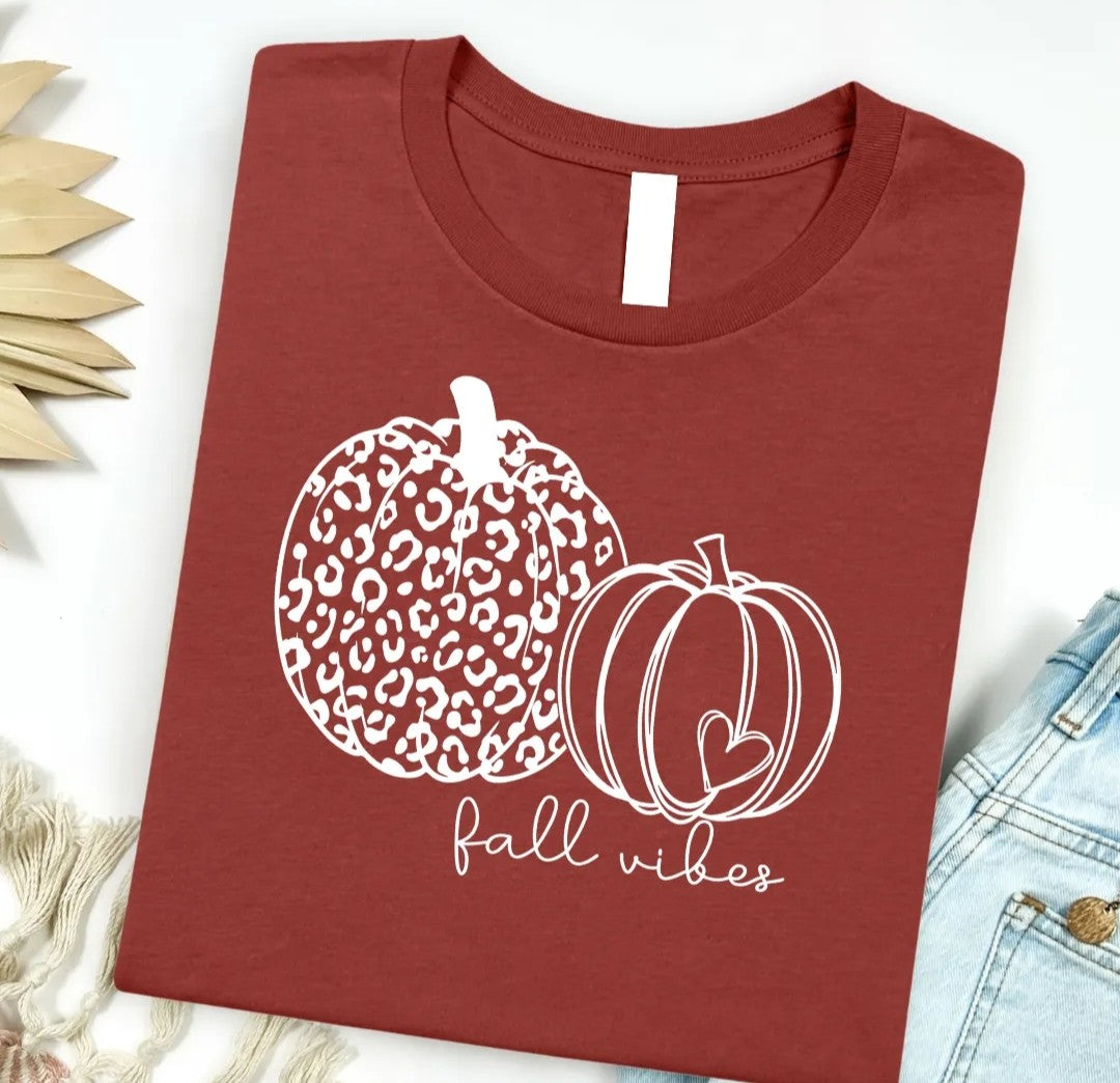 Fall Vibes Leopard Pumpkin Tee - #10144-10149